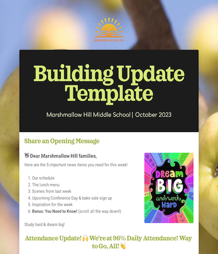 Building Update Template