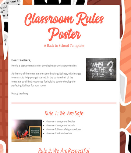 Classroom Rules Poster Template