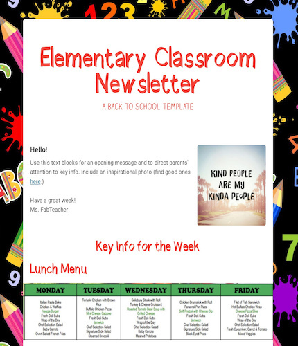 Elementary Classroom Newsletter