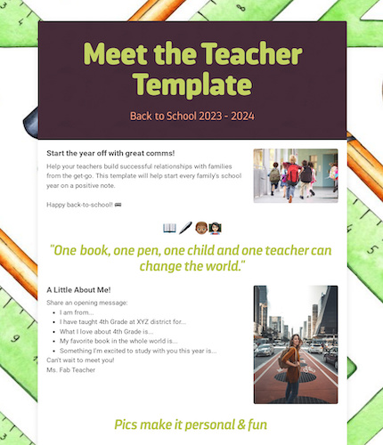 Meet The Teacher Template